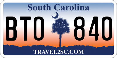 SC license plate BTO840