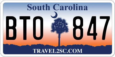 SC license plate BTO847