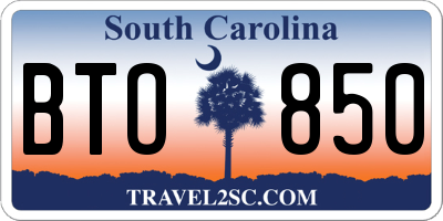 SC license plate BTO850