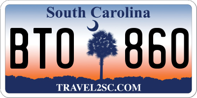 SC license plate BTO860