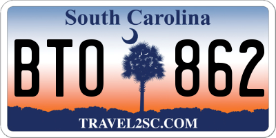 SC license plate BTO862
