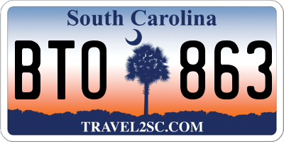 SC license plate BTO863