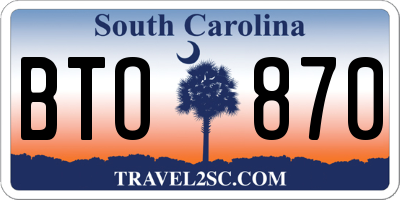 SC license plate BTO870