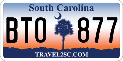 SC license plate BTO877