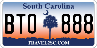 SC license plate BTO888