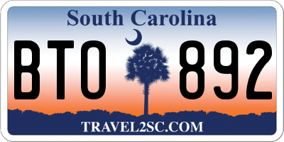SC license plate BTO892
