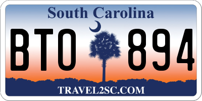 SC license plate BTO894