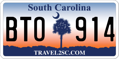 SC license plate BTO914