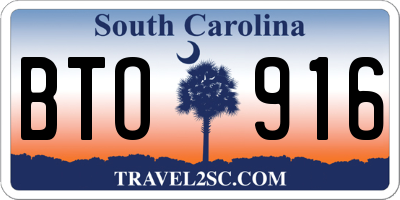SC license plate BTO916
