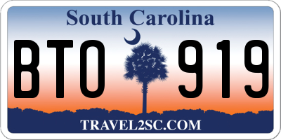 SC license plate BTO919