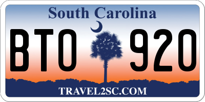 SC license plate BTO920