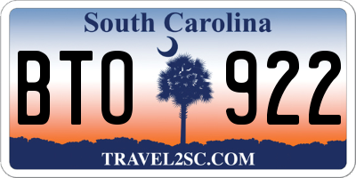 SC license plate BTO922