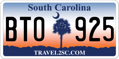 SC license plate BTO925
