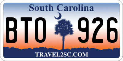 SC license plate BTO926