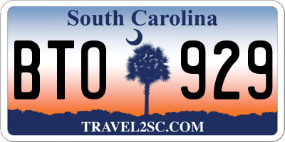 SC license plate BTO929