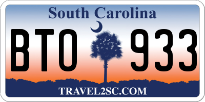 SC license plate BTO933