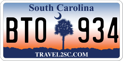 SC license plate BTO934