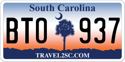 SC license plate BTO937