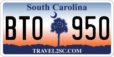 SC license plate BTO950