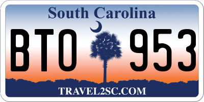 SC license plate BTO953