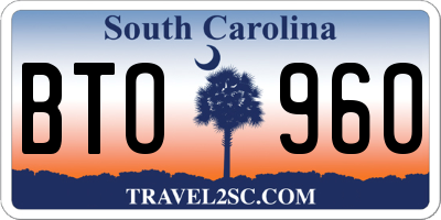 SC license plate BTO960