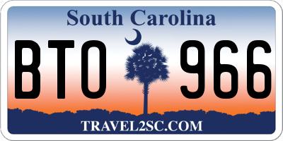 SC license plate BTO966