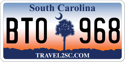 SC license plate BTO968
