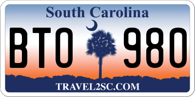 SC license plate BTO980