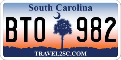SC license plate BTO982