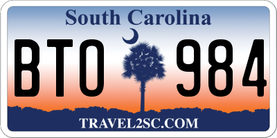 SC license plate BTO984
