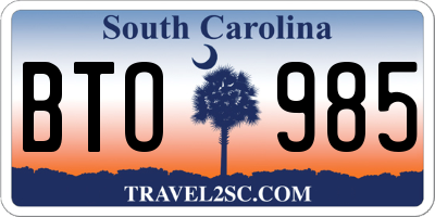 SC license plate BTO985