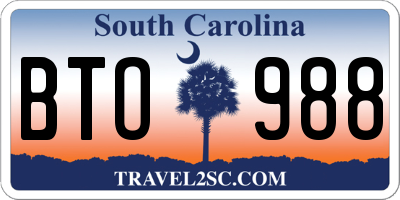 SC license plate BTO988