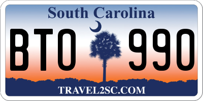 SC license plate BTO990