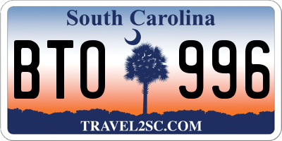 SC license plate BTO996