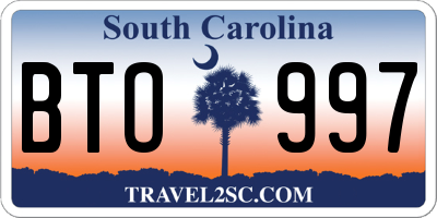 SC license plate BTO997