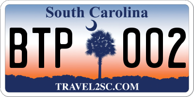 SC license plate BTP002