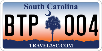 SC license plate BTP004