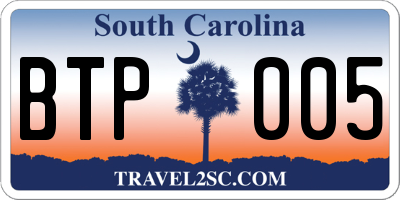 SC license plate BTP005