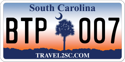 SC license plate BTP007