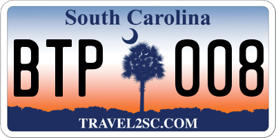 SC license plate BTP008