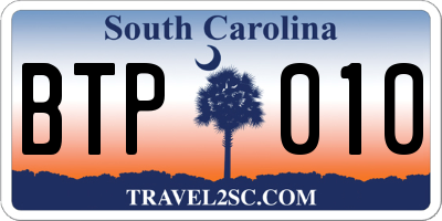 SC license plate BTP010
