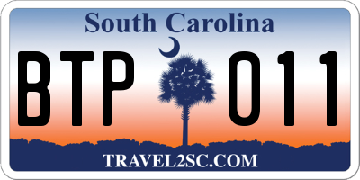 SC license plate BTP011