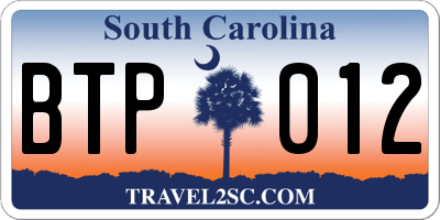 SC license plate BTP012