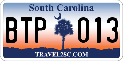 SC license plate BTP013