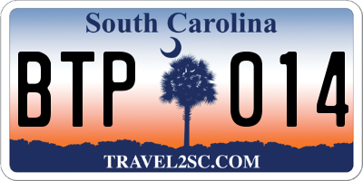 SC license plate BTP014