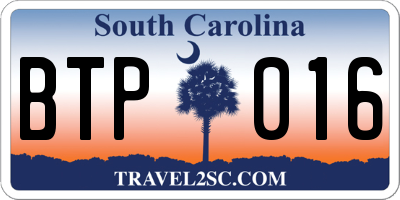 SC license plate BTP016