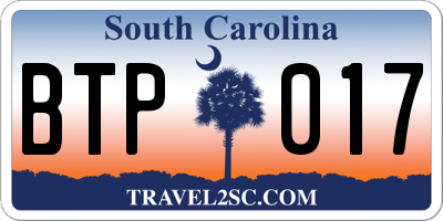 SC license plate BTP017