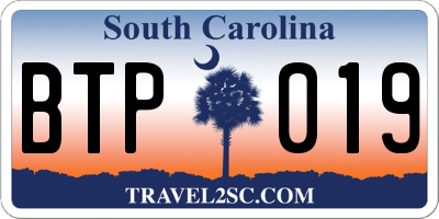 SC license plate BTP019