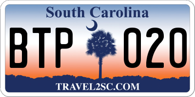 SC license plate BTP020