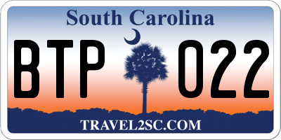 SC license plate BTP022